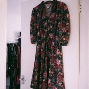 Lniana sukienka maxi, lata 70., kremowa